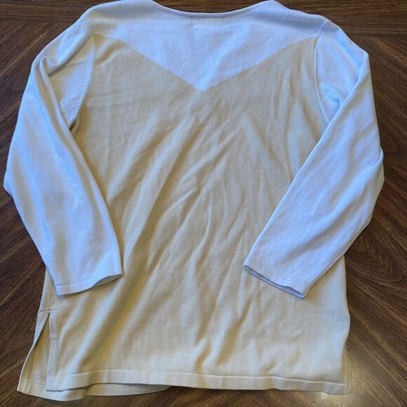 VTG 80s 90s Bob Mackie Wearable Art Embroidered Knit Sweater SZ L Beige Bird - Picture 7 of 7